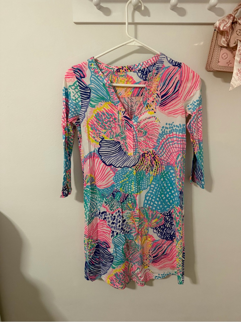 Lilly Pulitzer Pink Multi-Color Floral Print Long Sleeve Tunic